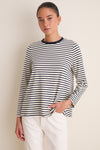 Navy Striped Knit Popover