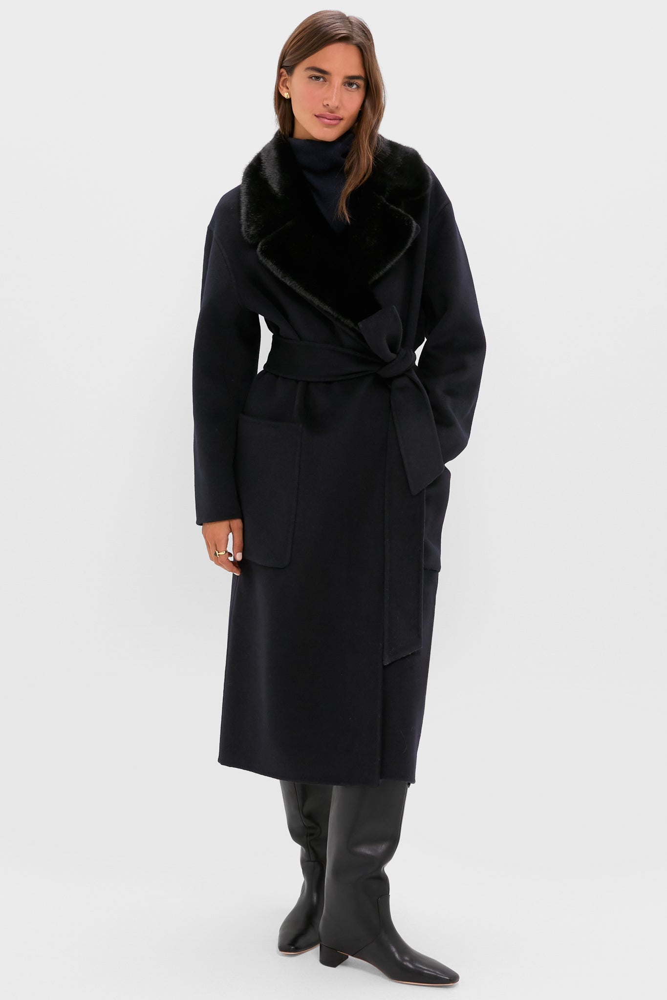 Navy Wool Trinity Coat