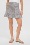 Dove Stripe Linen Ruffle Amira Mini Skirt