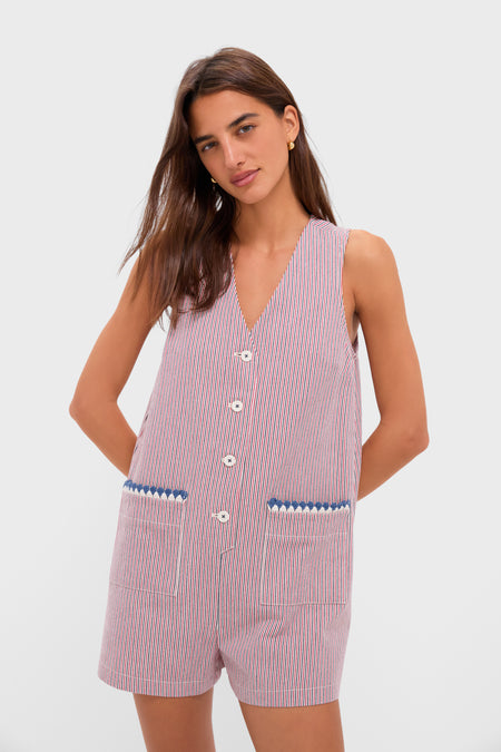 Red and Blue Stripe Myla Romper Tuckernuck