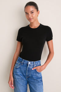 Black Cashmere Silk Katie Tee