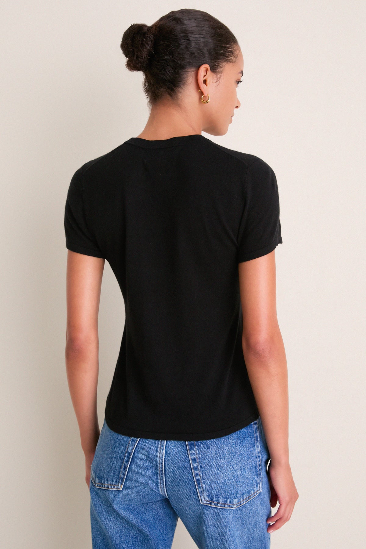 Black Cashmere Silk Katie Tee