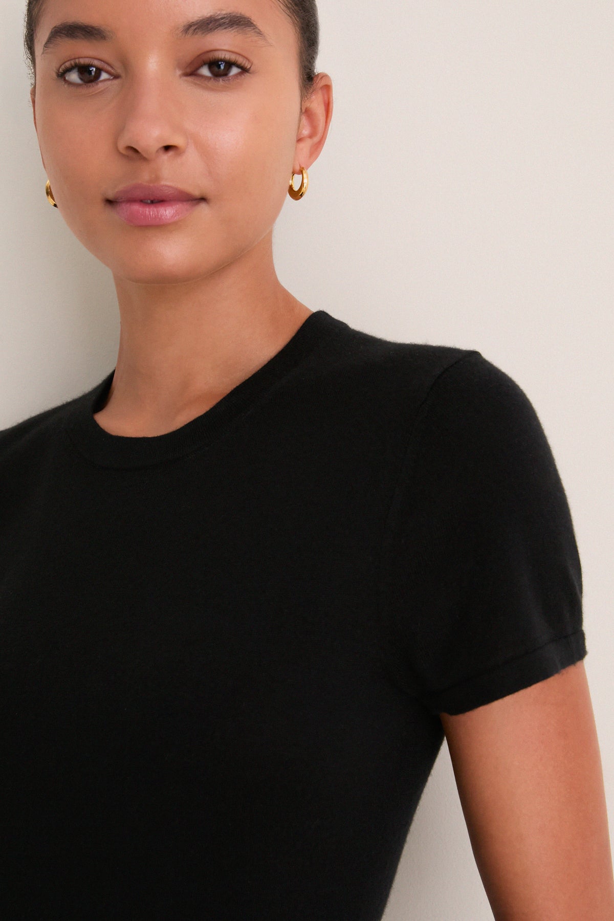 Black Cashmere Silk Katie Tee