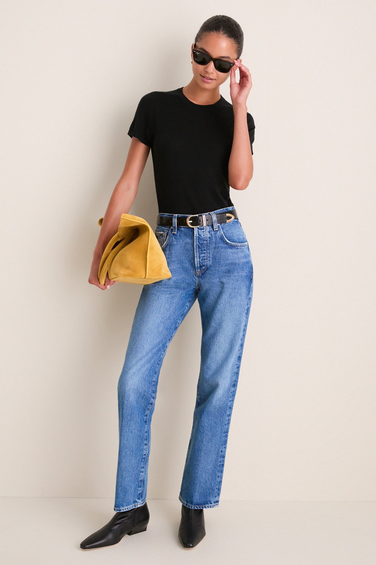Black Cashmere Silk Katie Tee