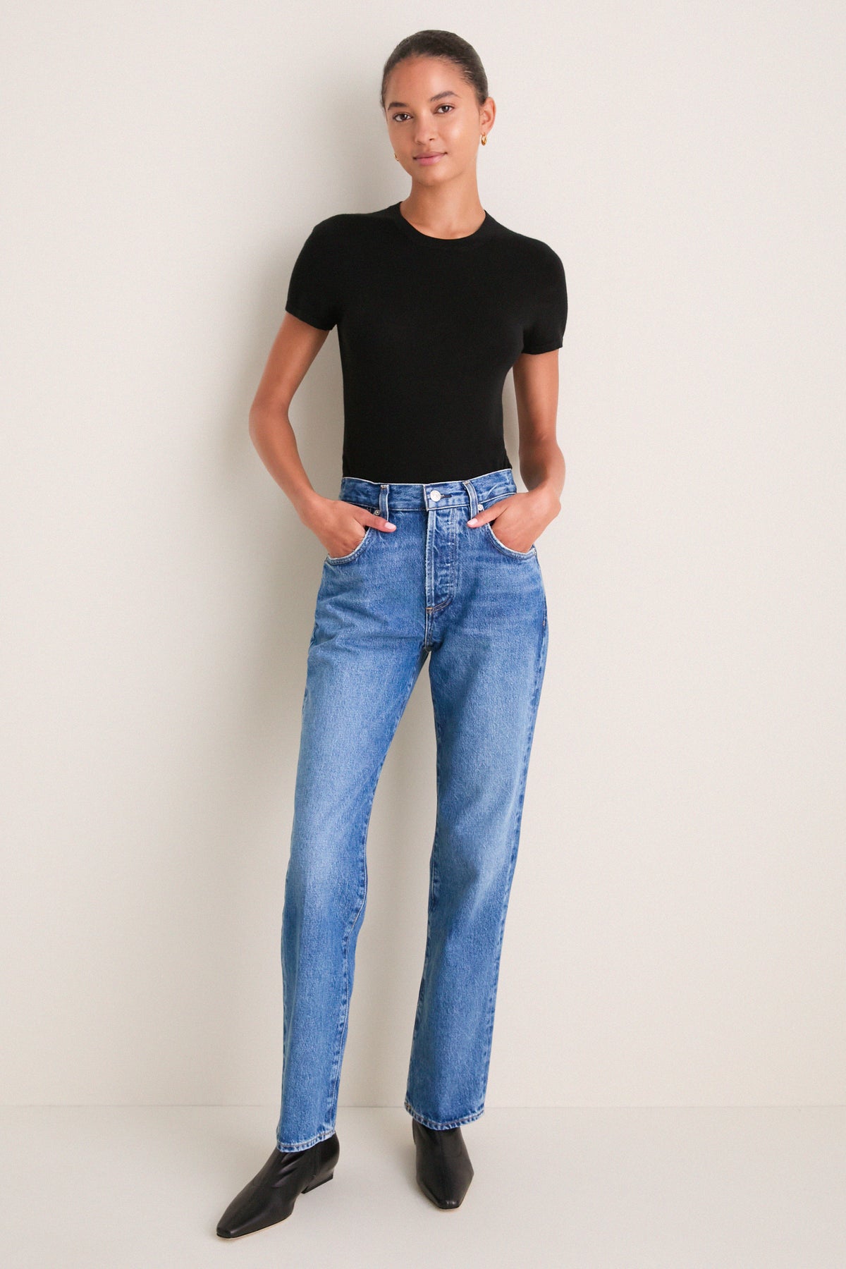 Black Cashmere Silk Katie Tee