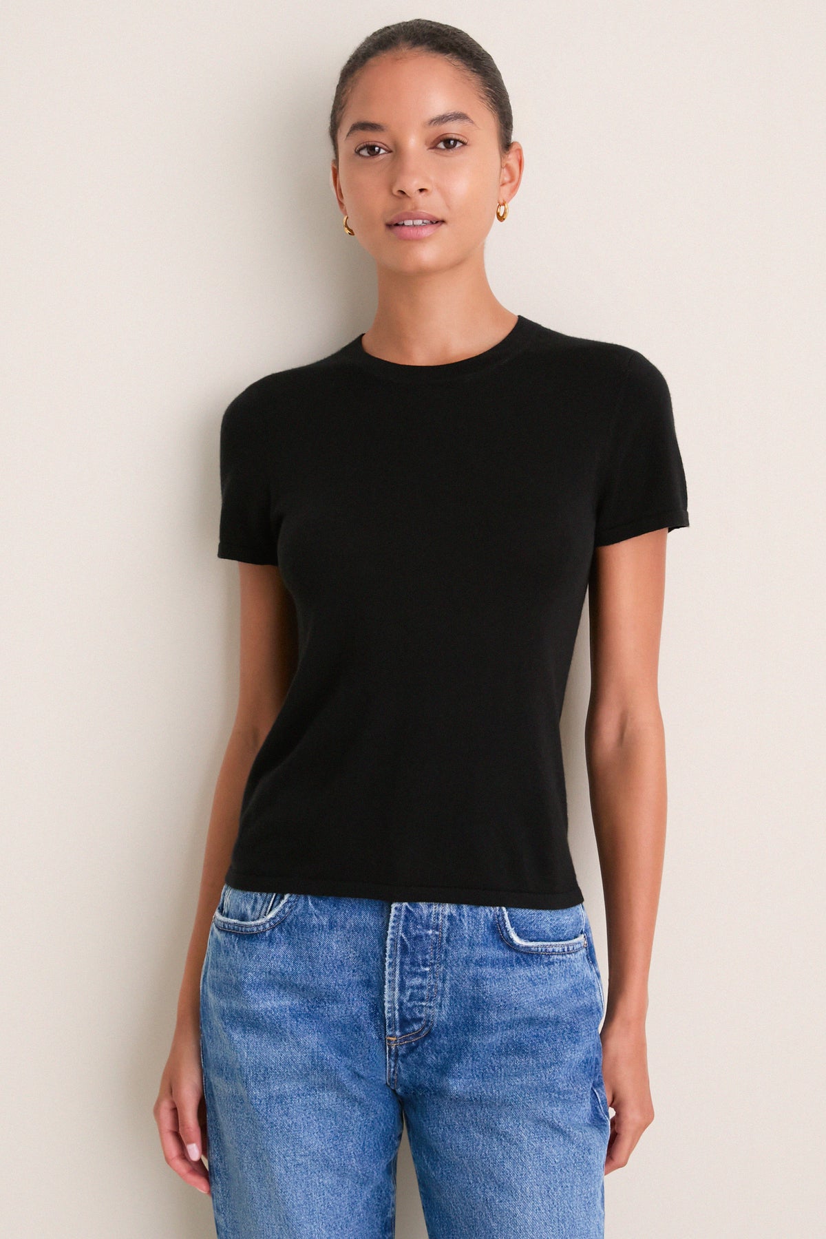 Black Cashmere Silk Katie Tee