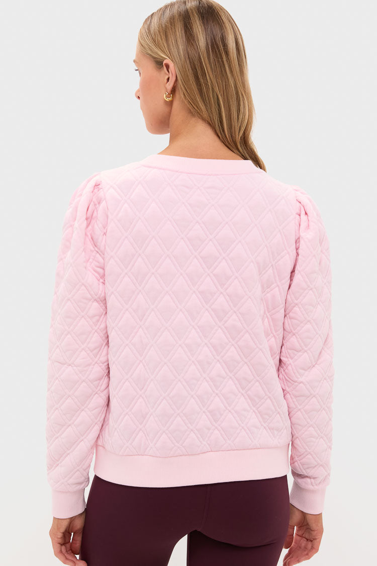 Pink Puff Sleeve Quilted Stretch Campbell Pullover