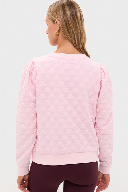 Pink Puff Sleeve Quilted Stretch Campbell Pullover