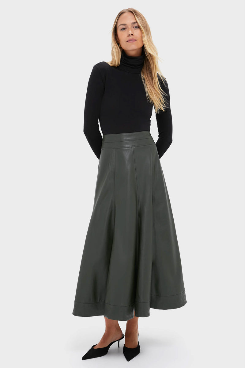 Dark Hunter Green Leather Brynn Skirt