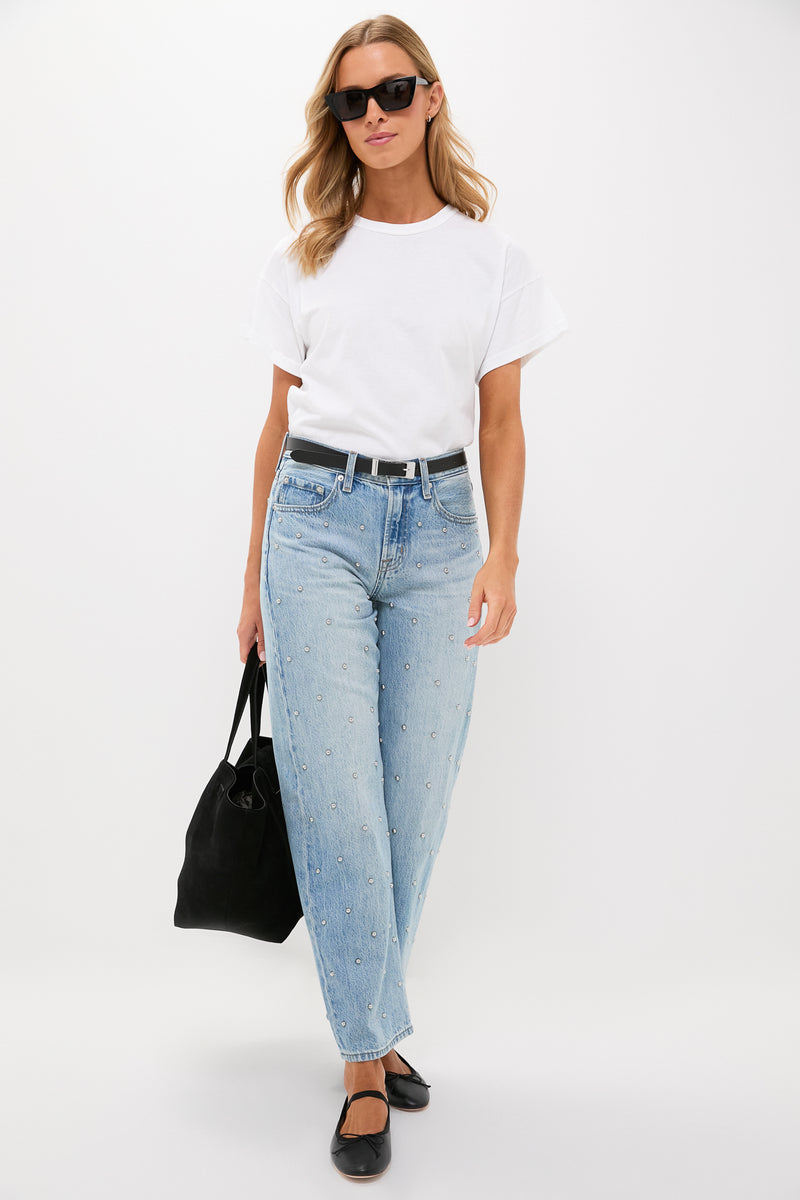 Aries Studded Lexi Mid Rise Bowed Straight