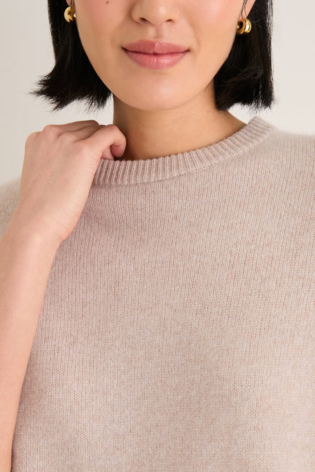 Sandstone Cashmere Bodie Boyfriend Crewneck