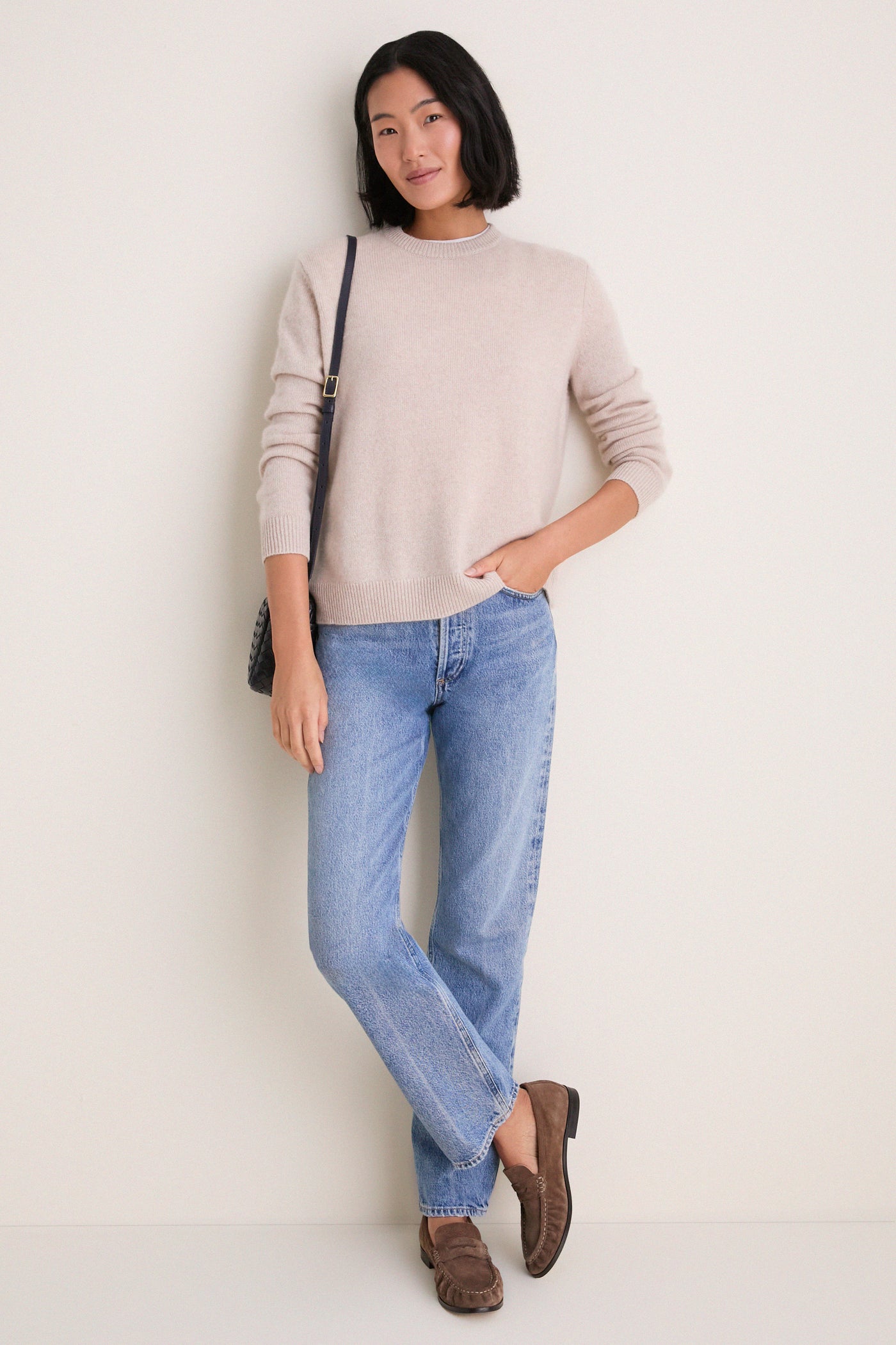 Sandstone Cashmere Bodie Boyfriend Crewneck