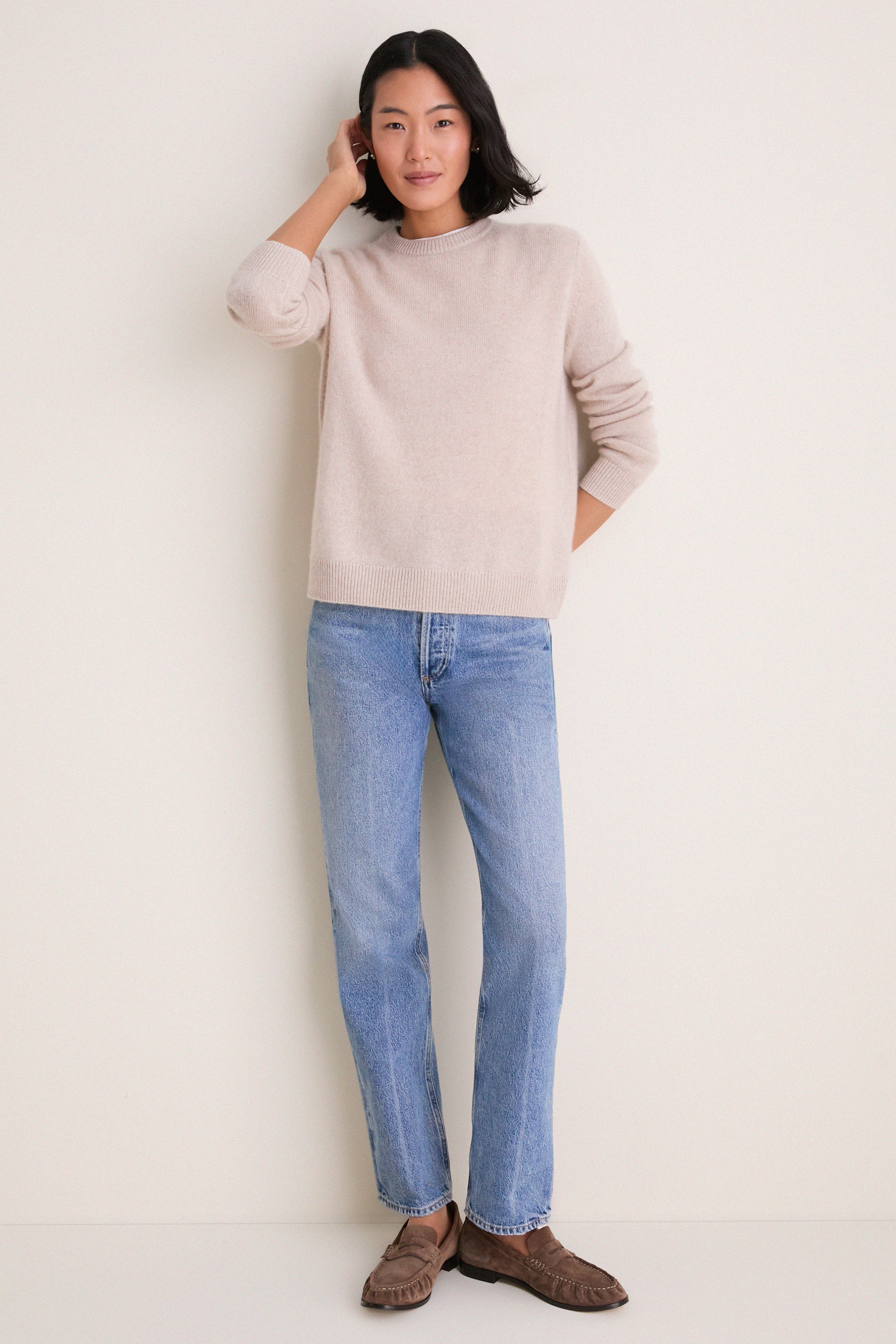 Sandstone Cashmere Bodie Boyfriend Crewneck