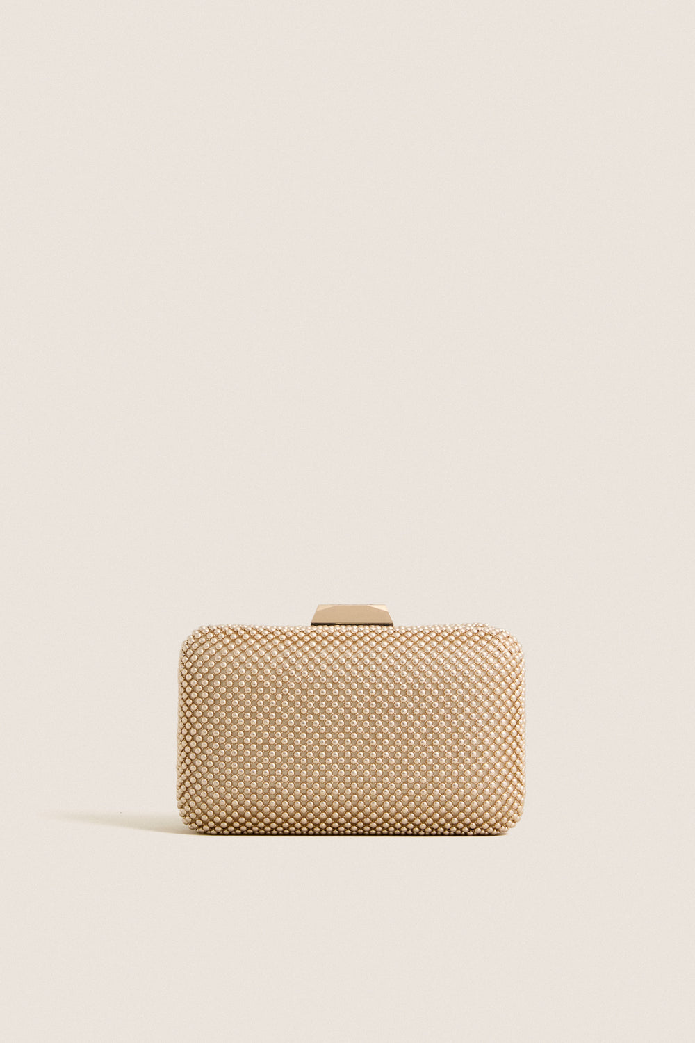 Light Gold Natasha Ball Mesh Clutch