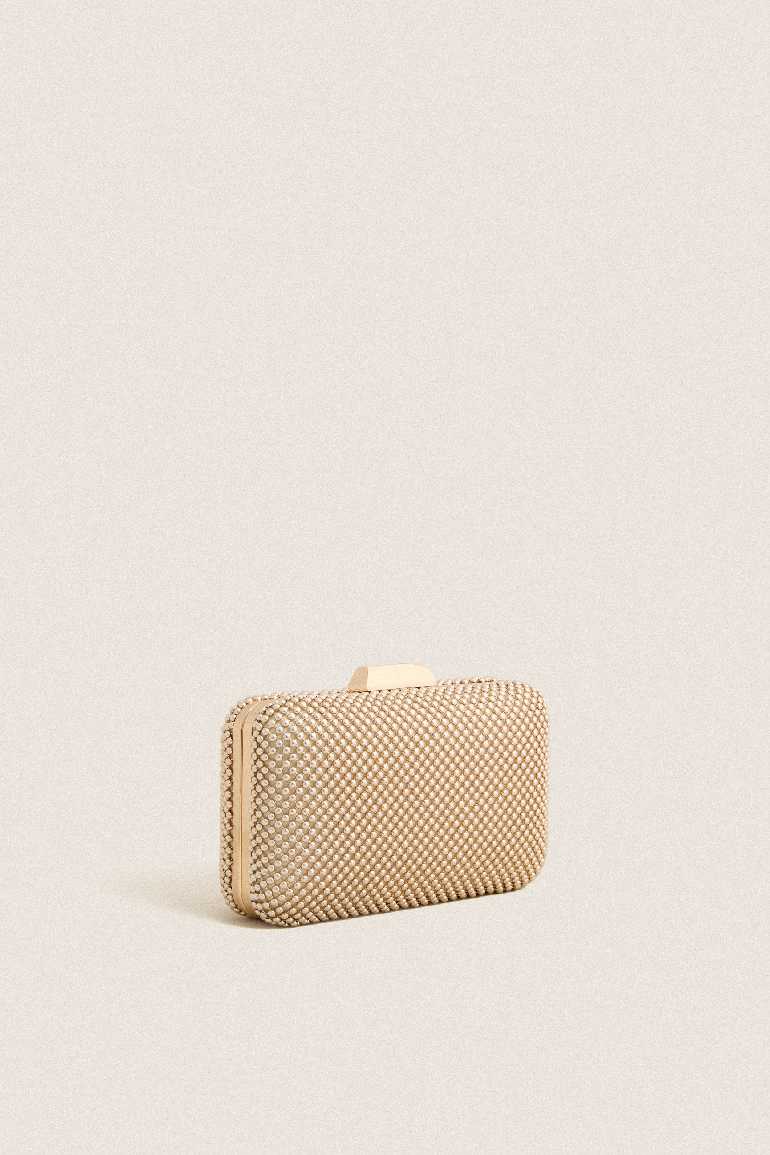 Light Gold Natasha Ball Mesh Clutch