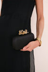 Black Adele Orchid Lock Clutch
