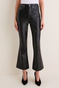 Black Carson Vegan Leather High Rise Ankle Flare