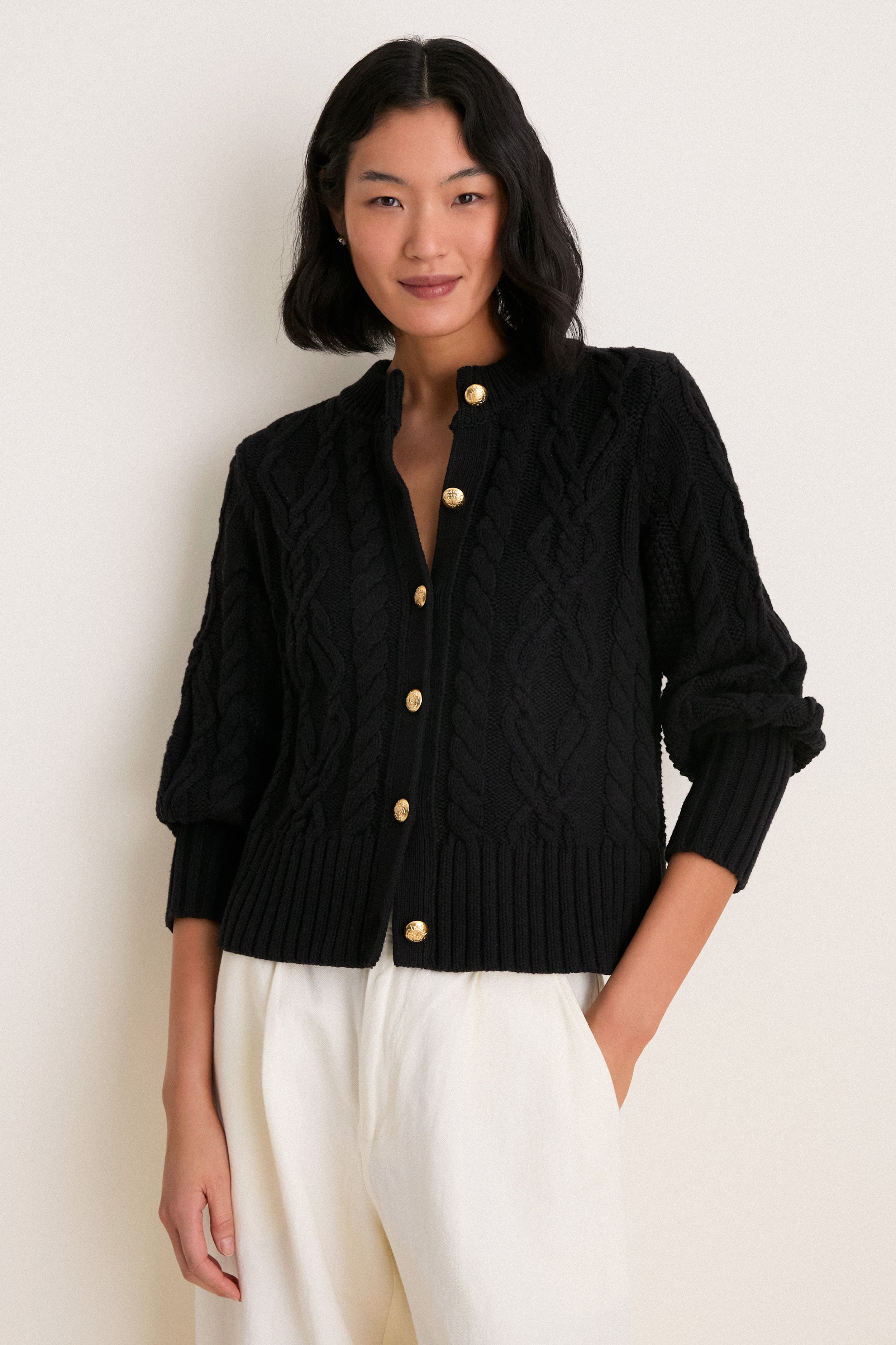 Black Cotton Colette Cardigan | Tuckernuck