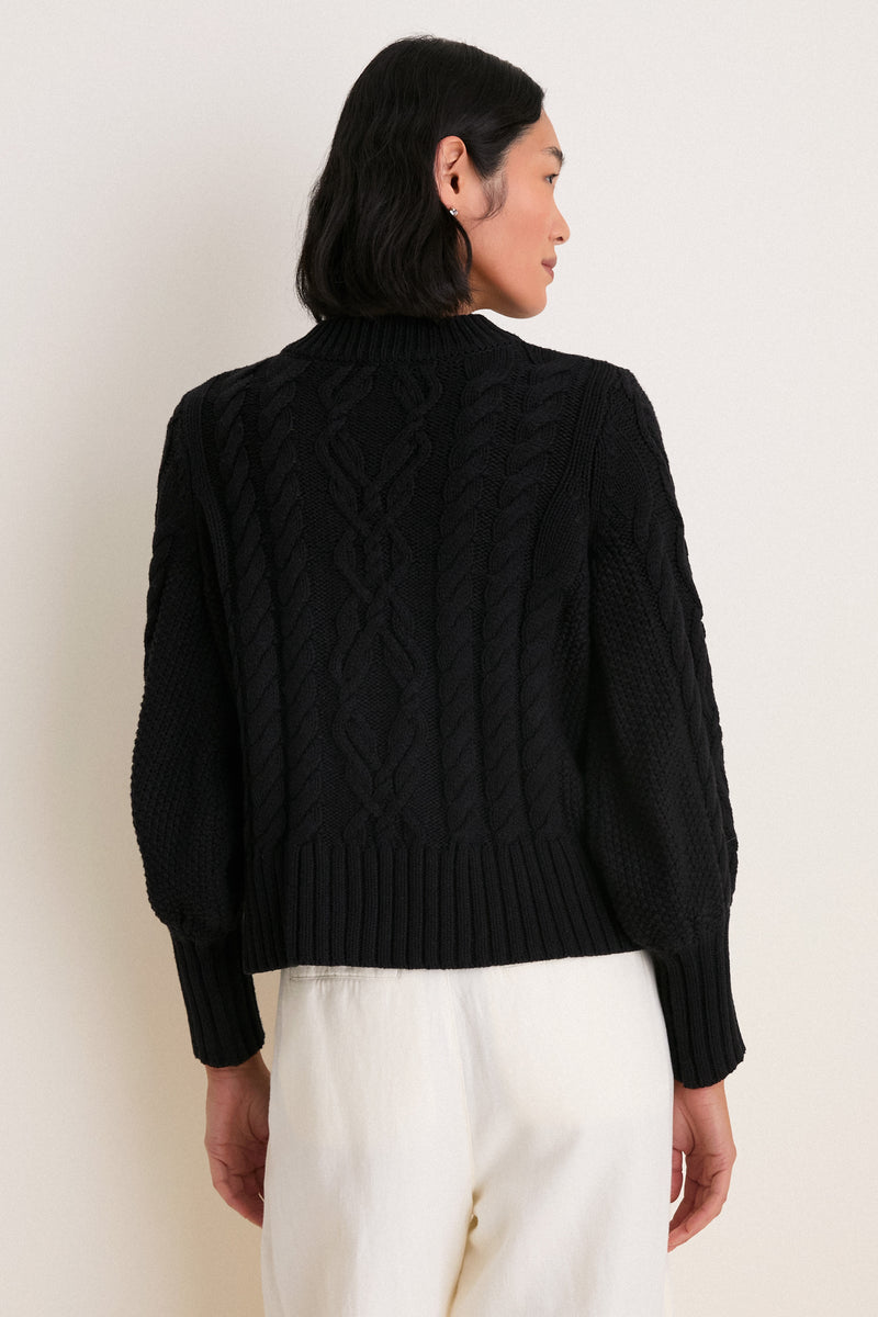 Black Cotton Colette Cardigan