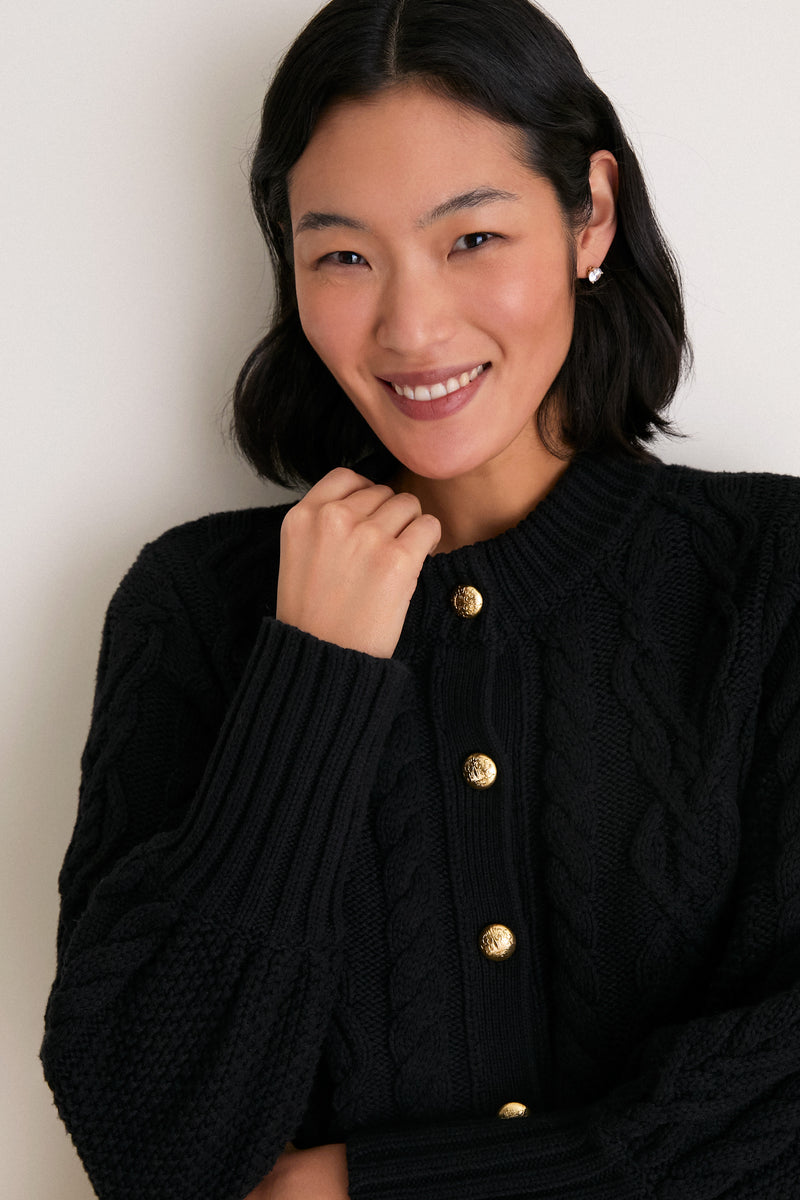 Black Cotton Colette Cardigan