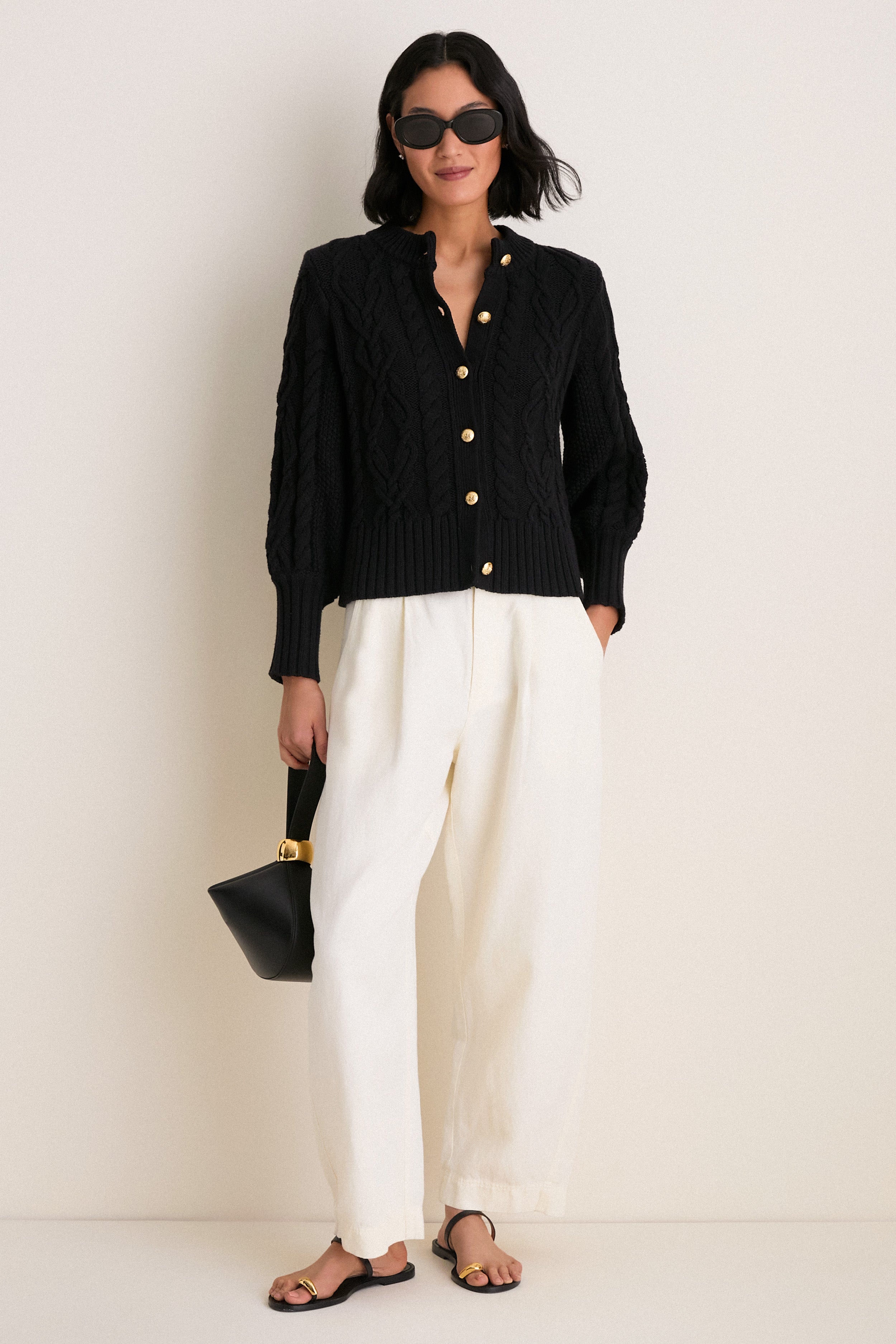 Black Cotton Colette Cardigan