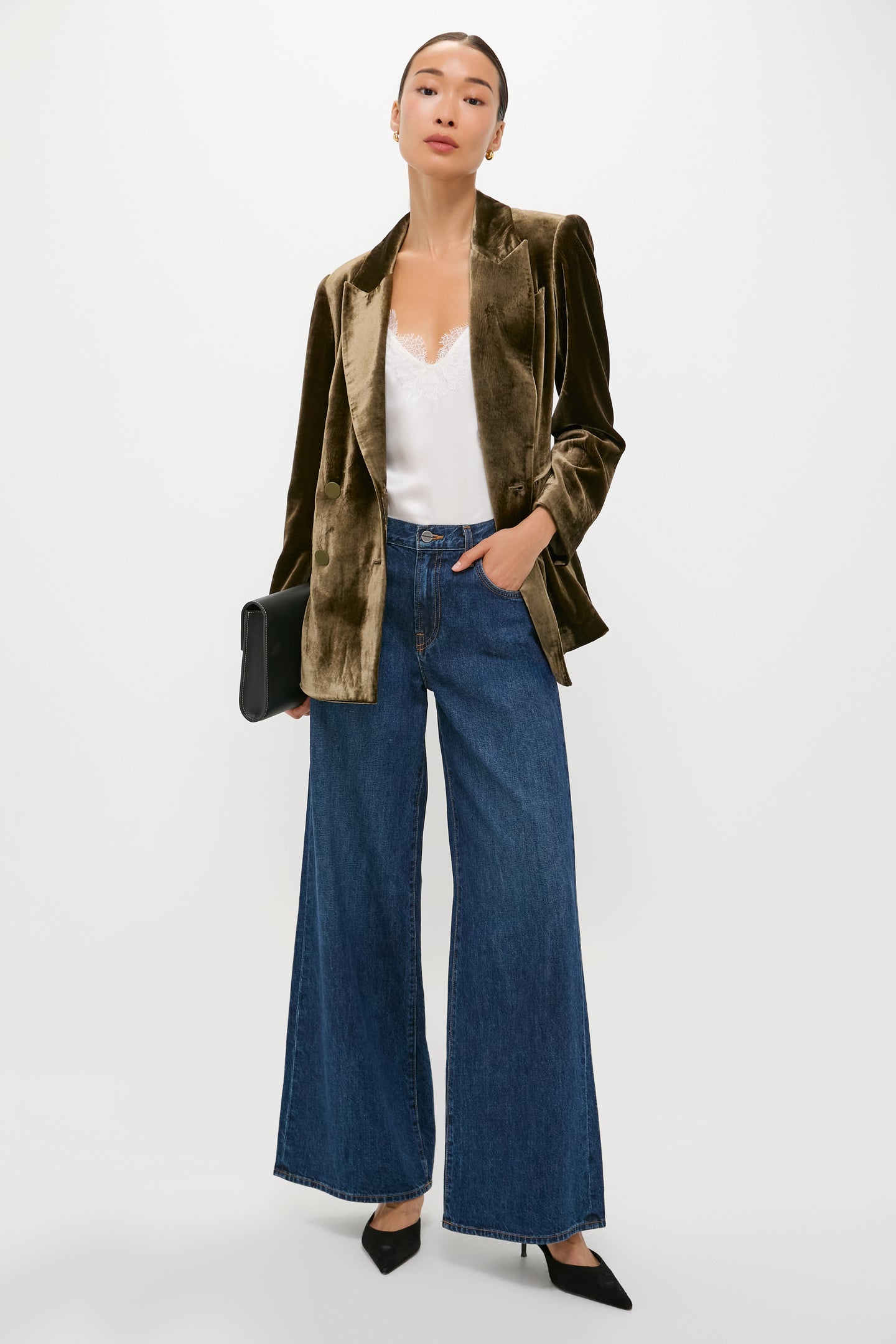 Black Nappa Large Soft Clutch