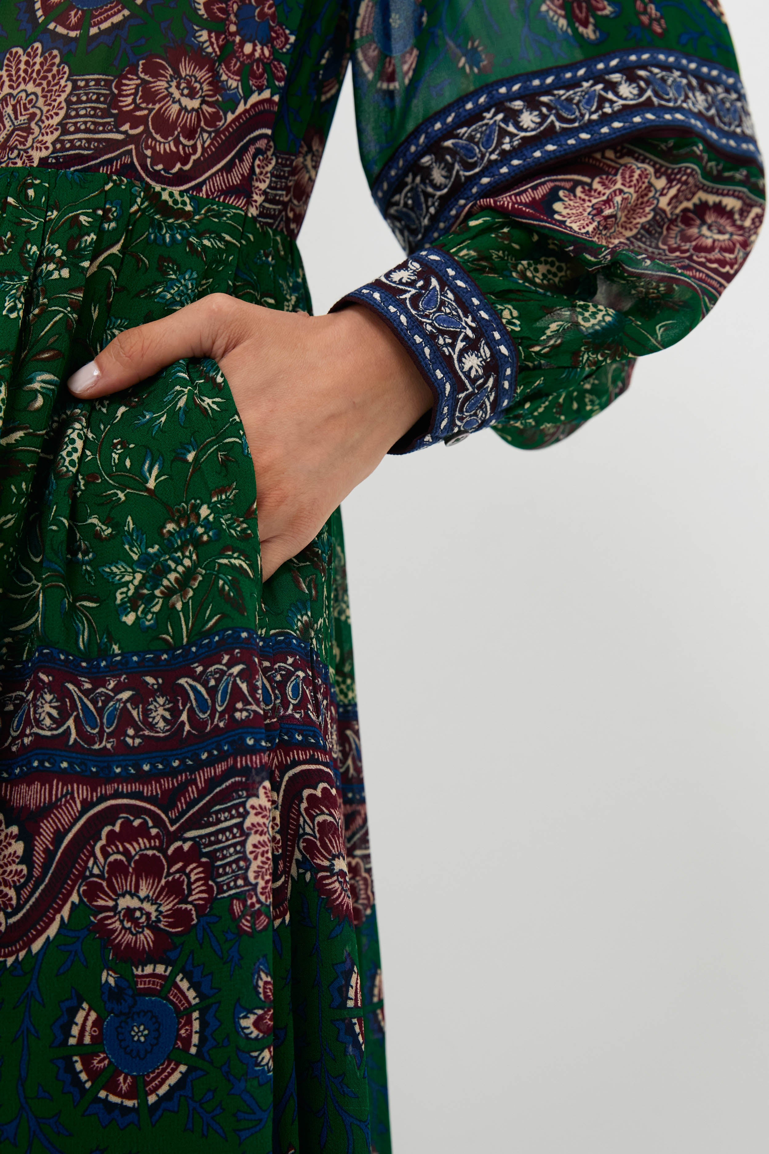 Green Melba Print Long Sleeve Midi Dress | Sea New York Green Melba Print Long Sleeve Midi Dress | Sea New York