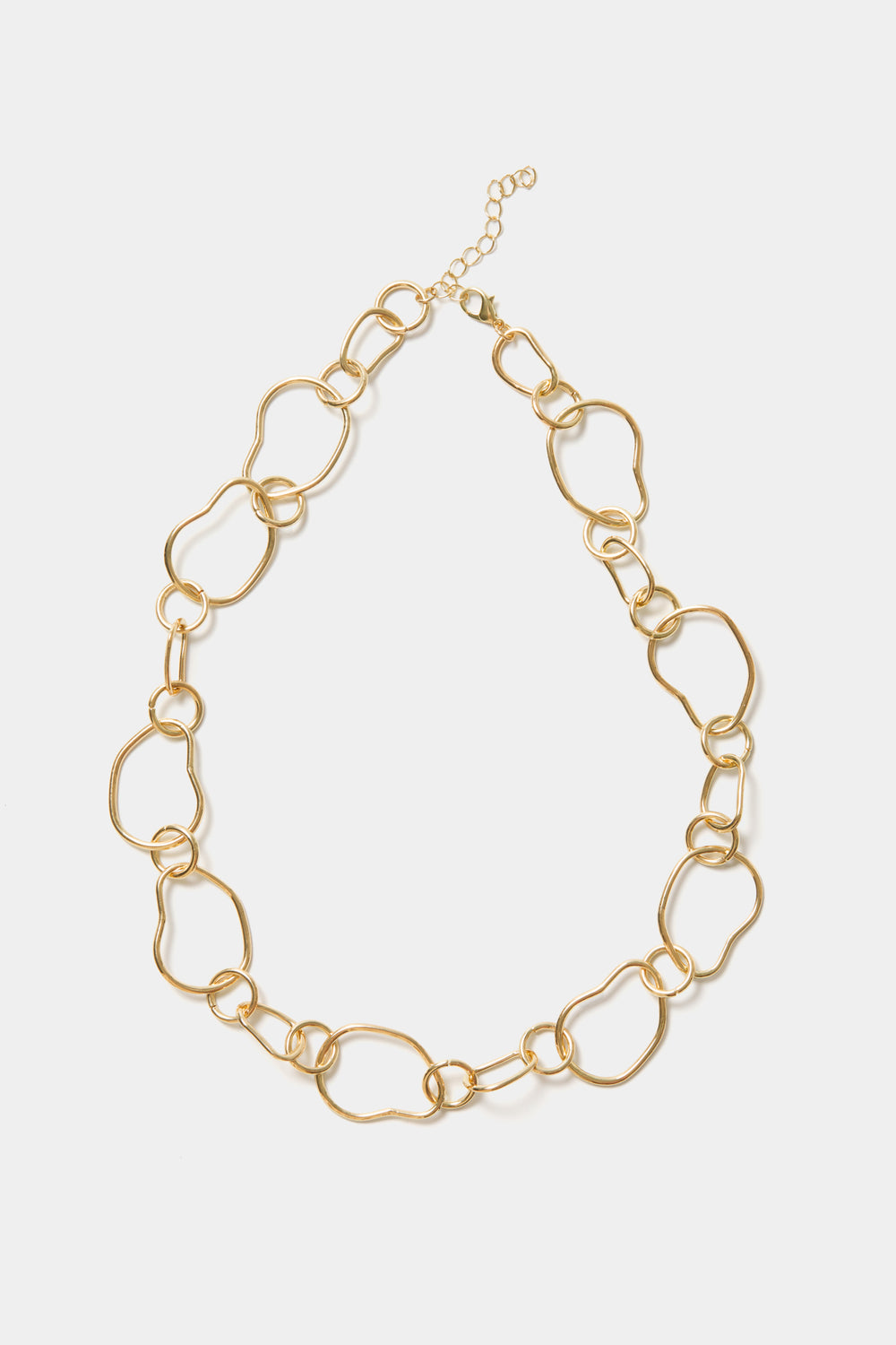Gold Silvia Necklace with abstract chain links and adjustable clasp by female-owned brand Petit Moments.