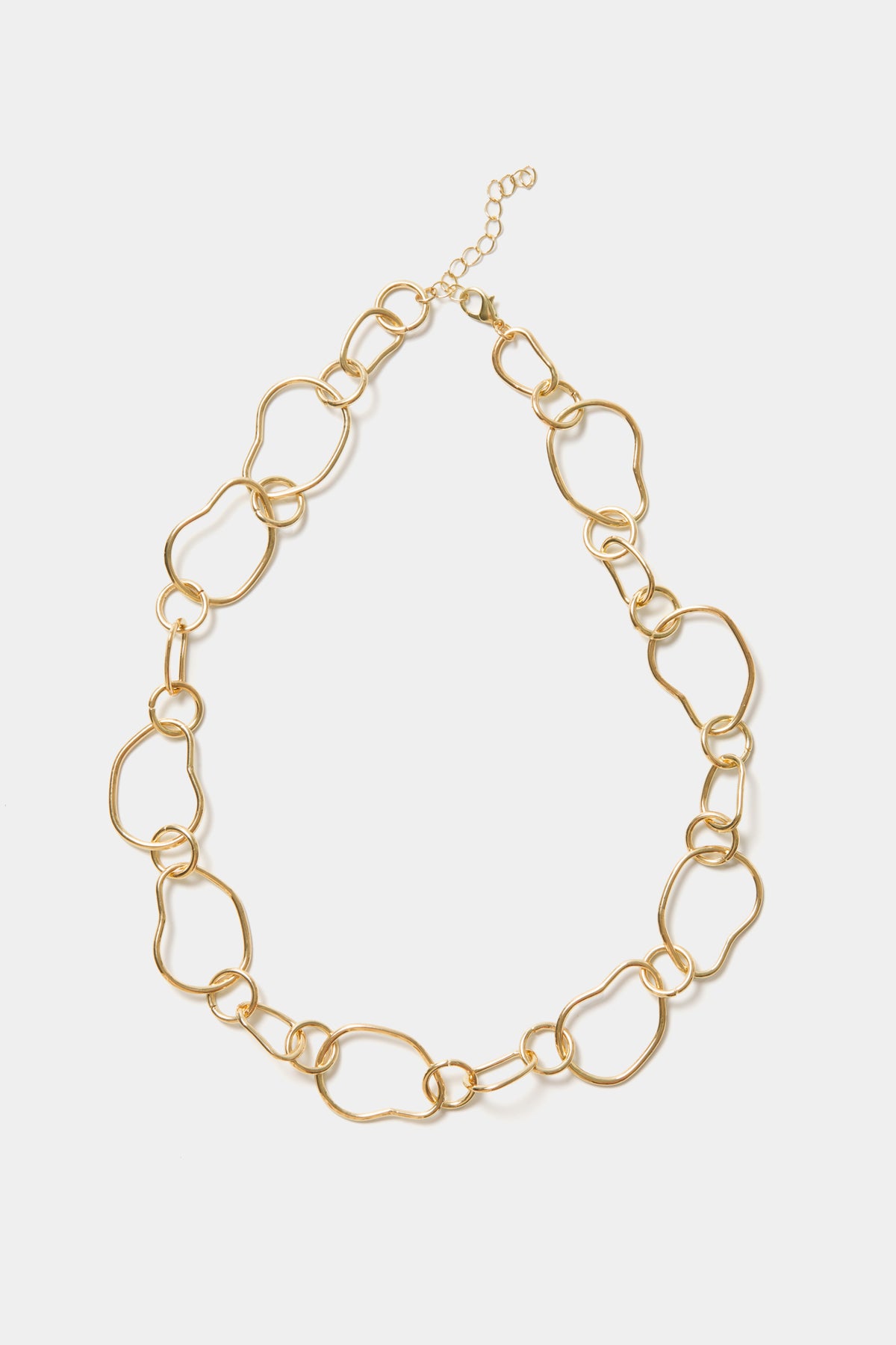 Gold Silvia Necklace with abstract chain links and adjustable clasp by female-owned brand Petit Moments.