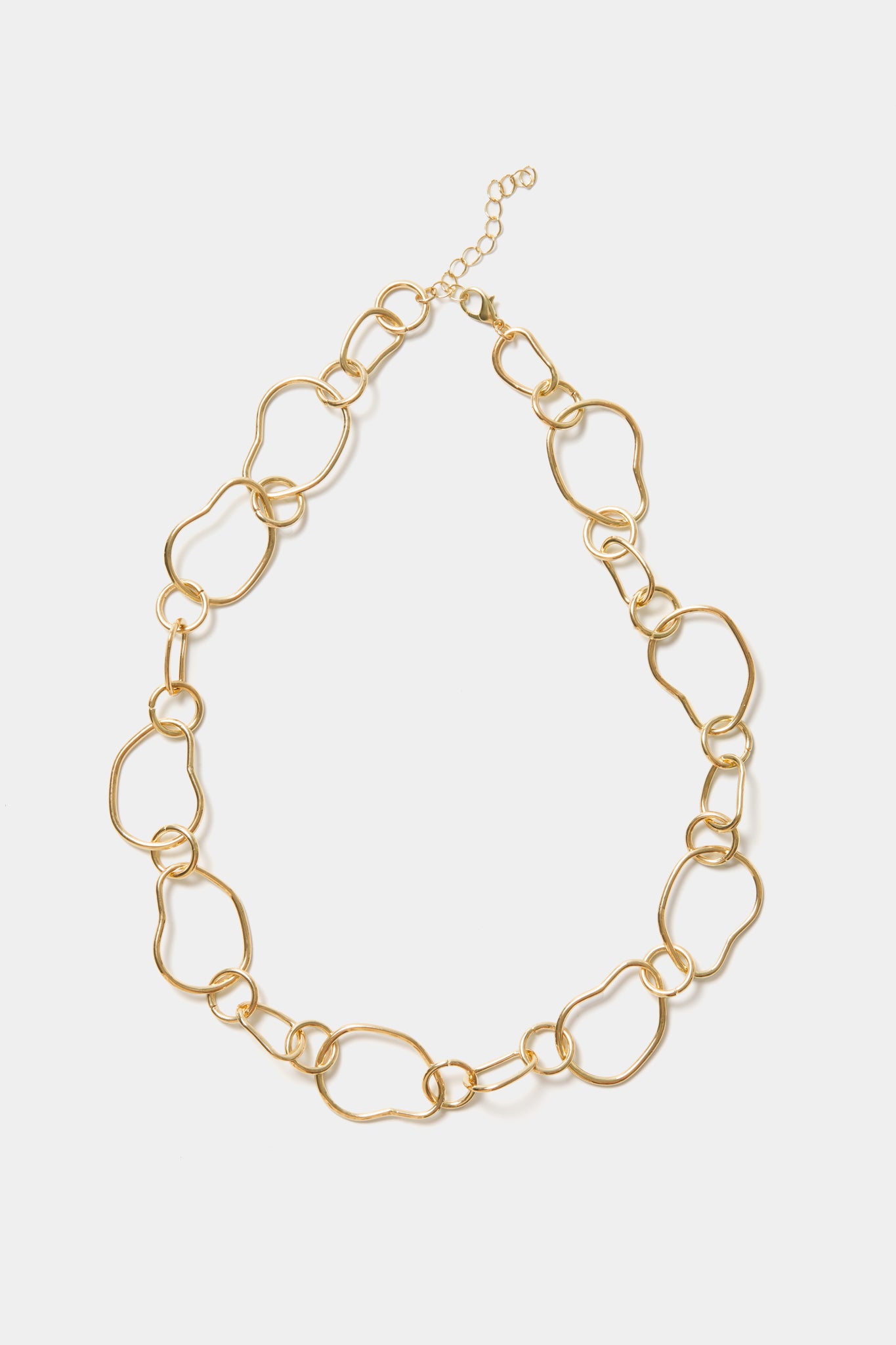 Gold Silvia Necklace with abstract chain links and adjustable clasp by female-owned brand Petit Moments.