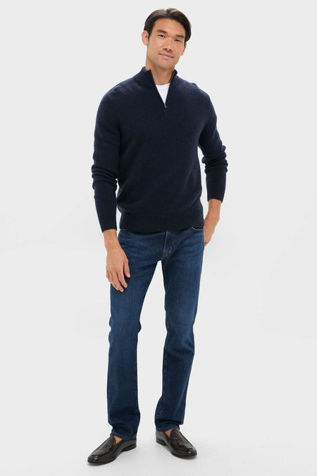 Navy Cashmere Knit Quarter-Zip
