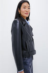 Black Recycled Leather Simone Jacket