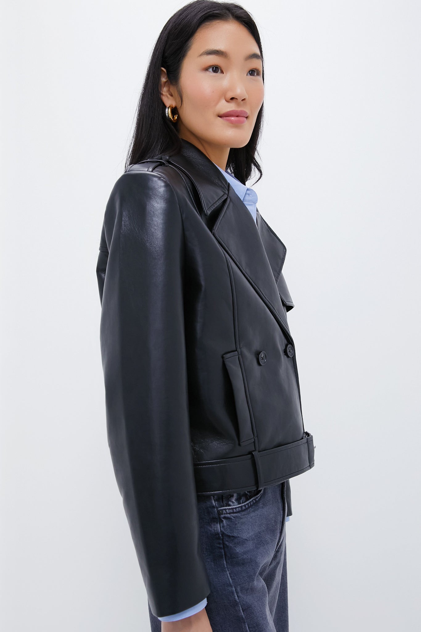 Black Recycled Leather Simone Jacket