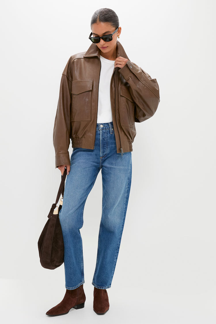 Truffle Eugene Leather Jacket | STAUD