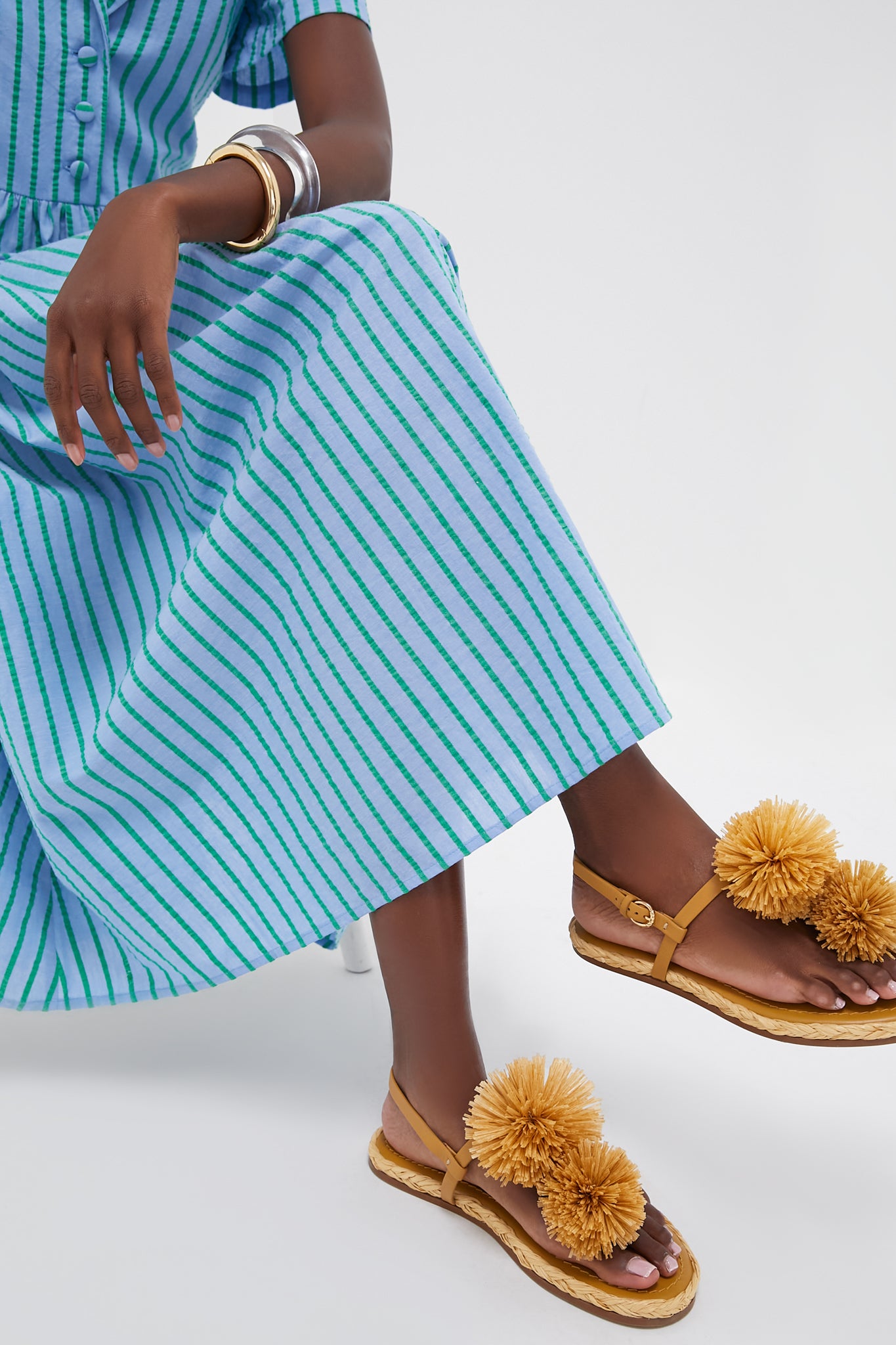 Delphinium Seersucker Shawl Collar Adelaide Dress