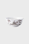 Classic Flint Country Estate Cereal/Ice Cream Bowl with hand-sketched pastoral scenes, featuring a tent and trees, embodies effortless, high-end dining with fun charm.