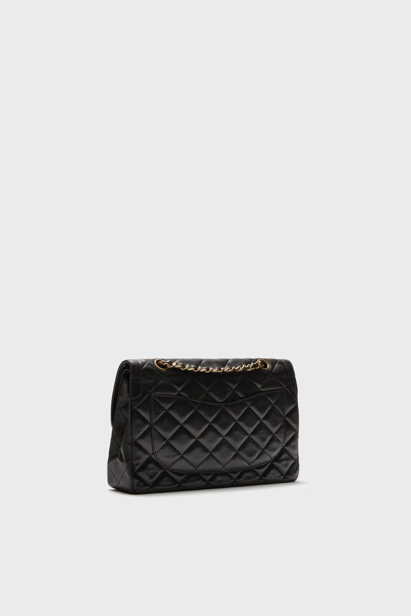 CHANEL Black Lambskin Quilted Medium Paris Limited Double Flap Shoulder Bag