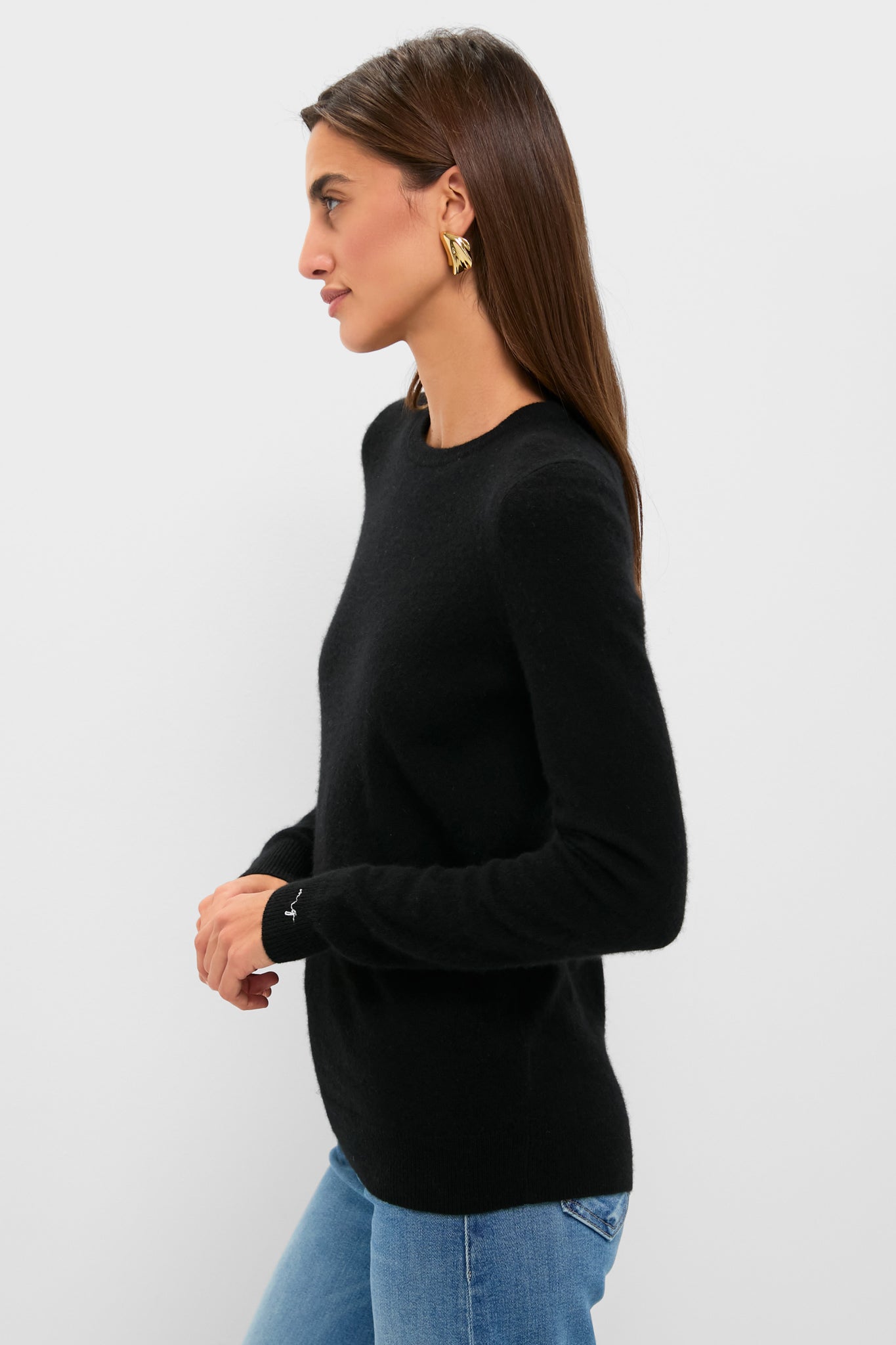 Black Cashmere Crewneck Sweater