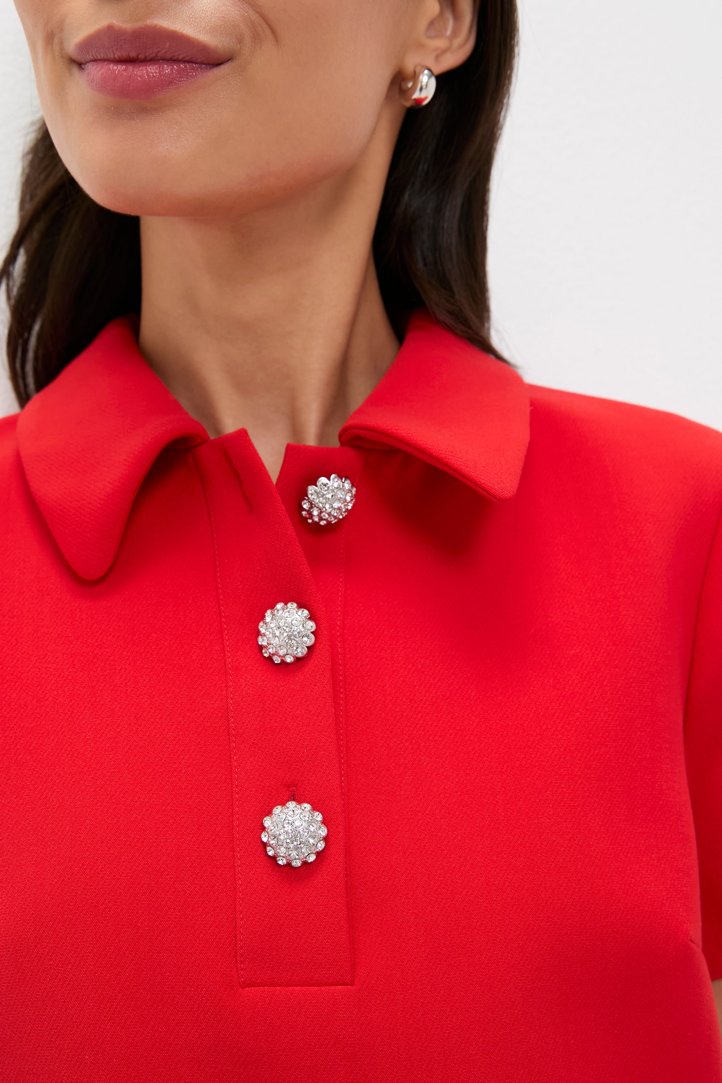 Red Crepe Helen Dress