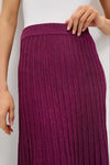 Plum Shimmer Knit Pleated Arion Midi Skirt
