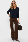 Navy Cashmere Emma V-Neck Boyfriend Sweater
