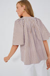 Lilac Stripe Seersucker Finley Flutter Sleeve Top