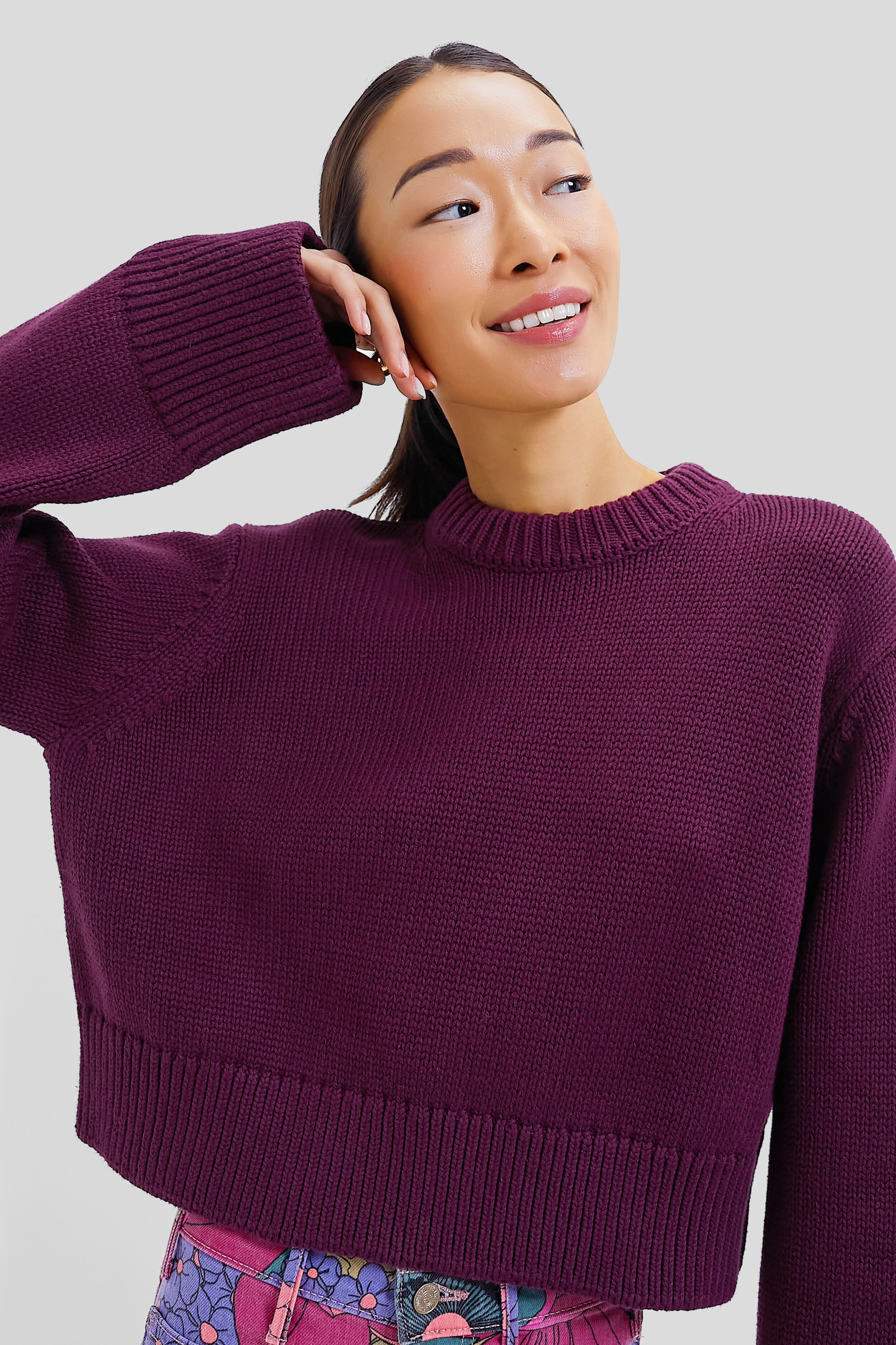 Alexa Chung 100% Wool popular Purple Crewneck Sweater