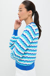 Aqua Wavy Stripe Callie Crewneck
