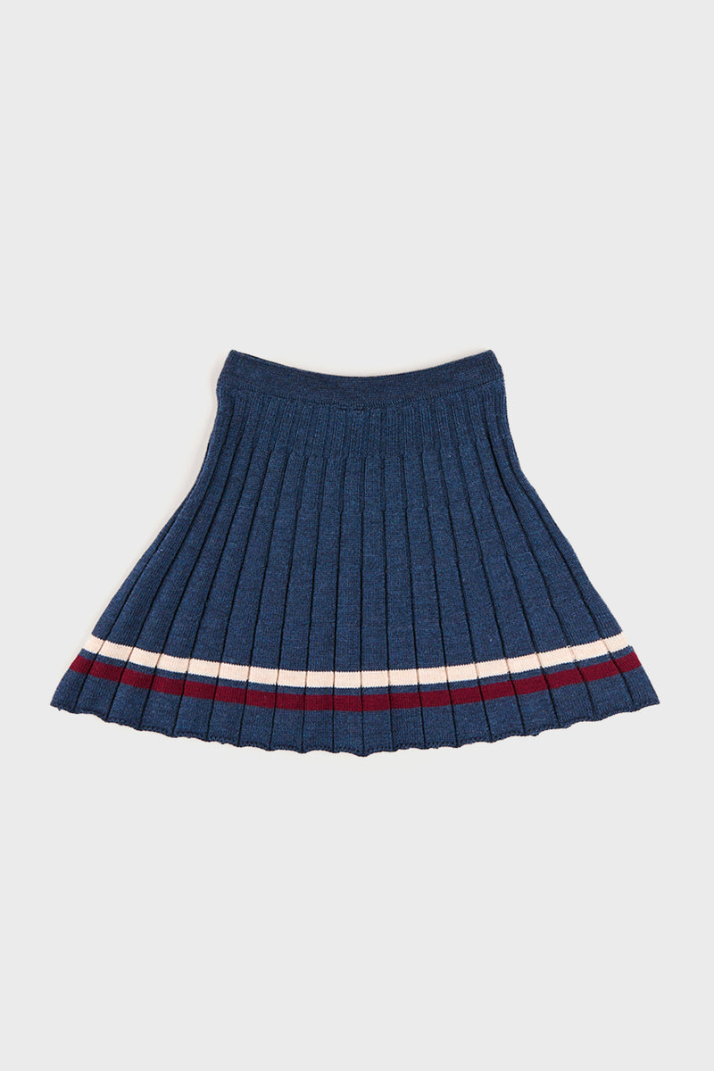 Pleated Knit Skirt in Navy