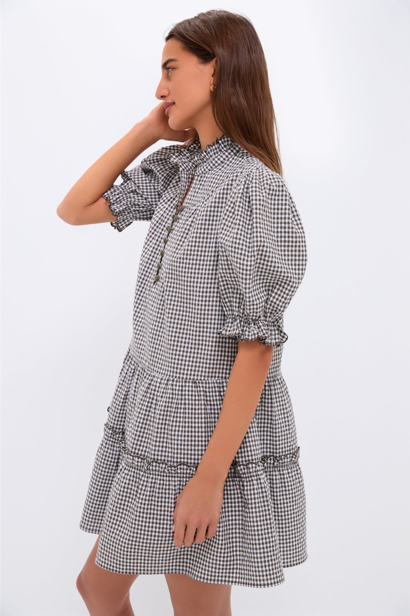 Green Gingham Mini Selena Dress