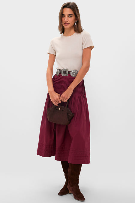 Bordeaux Rosa Midi Skirt