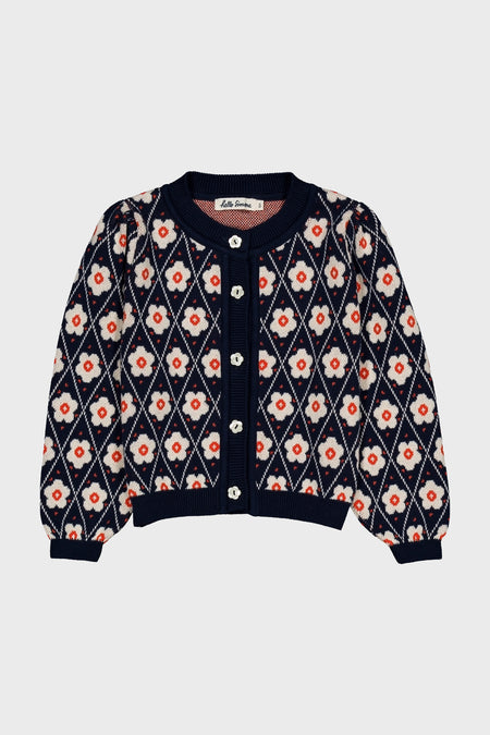 Navy Flower Lison Cardigan