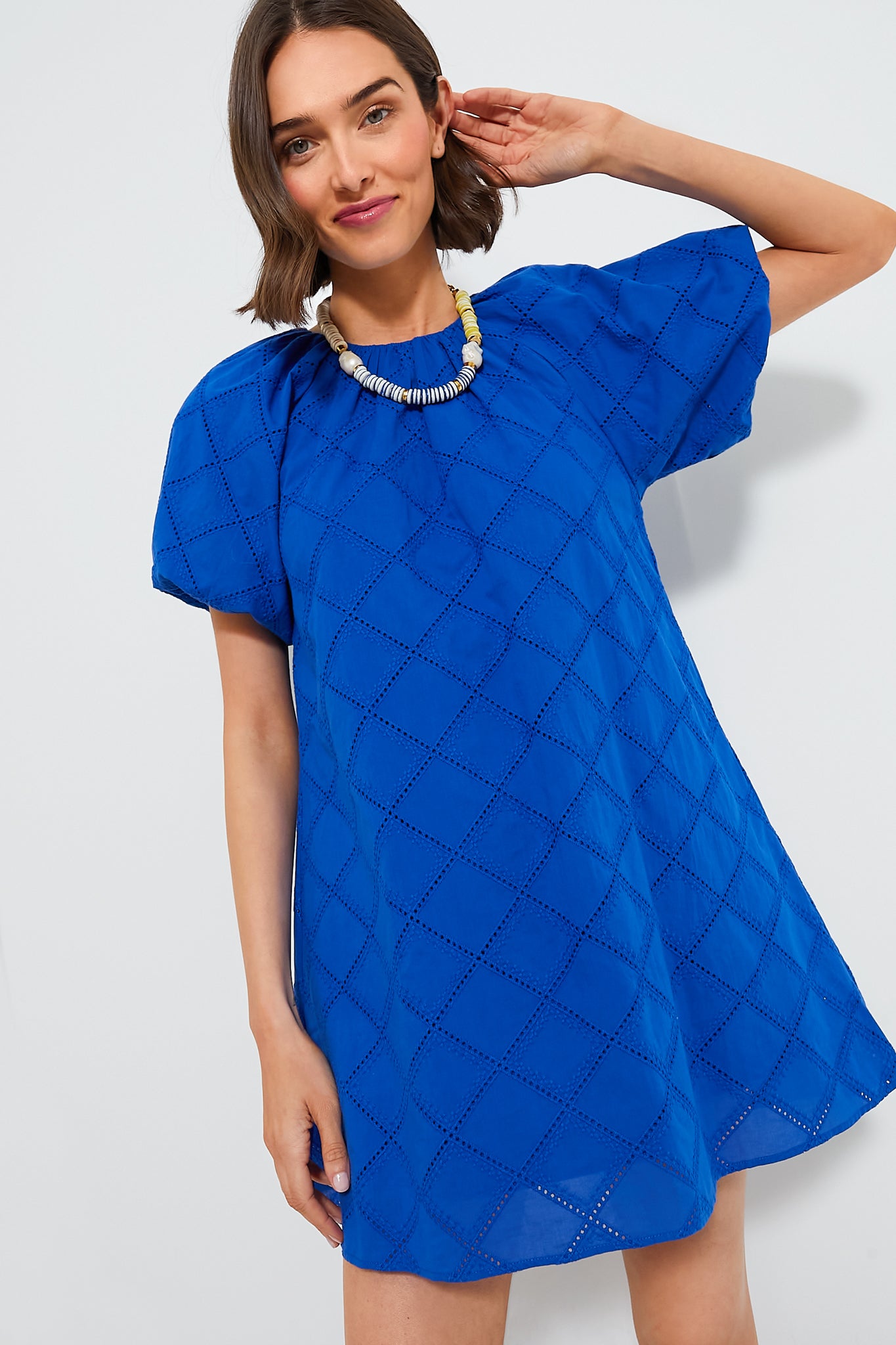 Royal Blue Eyelet Quincy Mini Dress | Hyacinth House