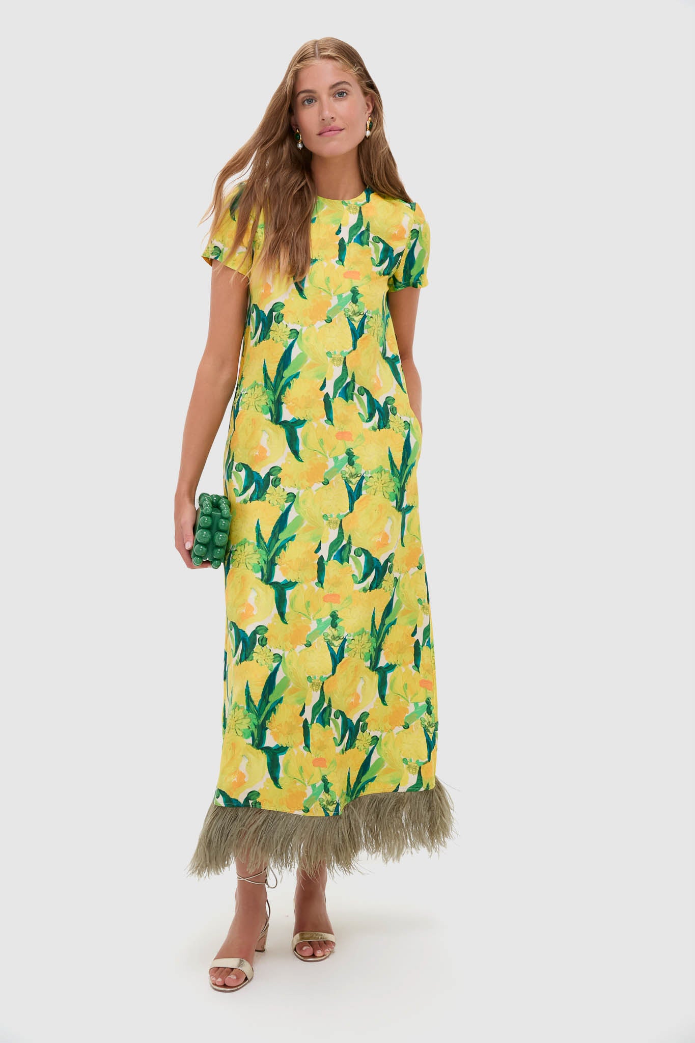 Zesty Swing Dress with Feathers